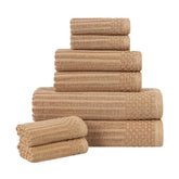 Soho Ribbed Cotton Absorbent Medium Weight 8 Piece Towel Set